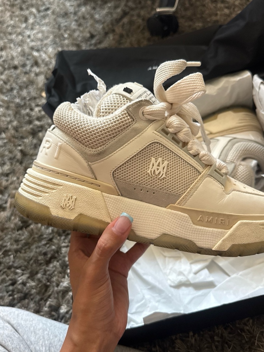 AMIRI Kids Cream and White Chunky Sneaker with Logo